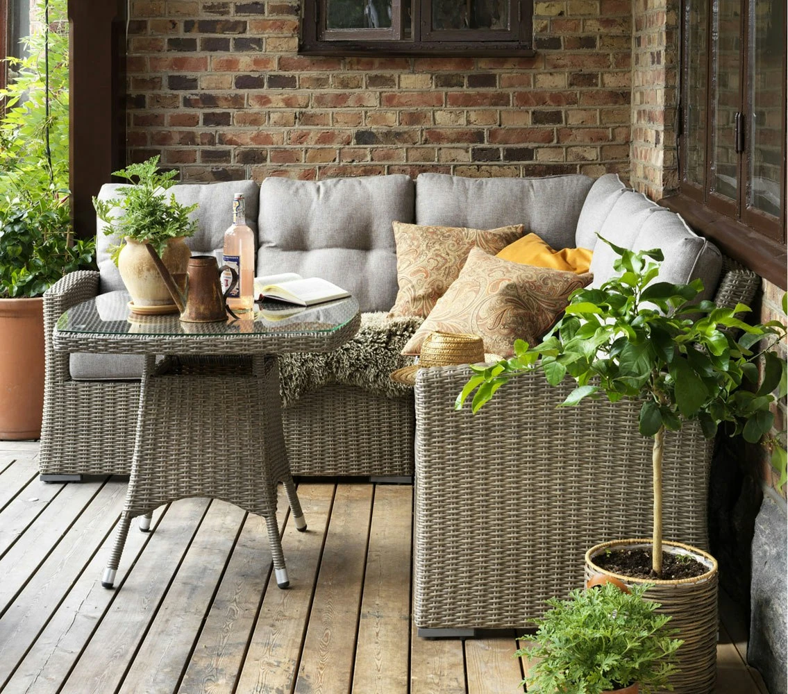 Brafab Ashfield Tisch 80x80 H69, Beige/Glas 4 Brafab Ashfield Tisch 80x80 H69, Beige/Glas – Bild 2