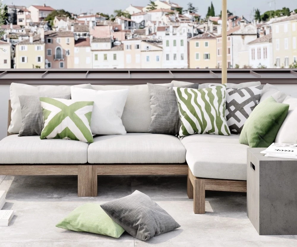 Impal Kissen Im Freien Nutzbar 50x50 Cm, Sage / Off-white 3 Impal Kissen Im Freien Nutzbar 50x50 Cm, Sage / Off-white – Bild 2