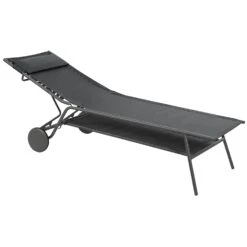 Lafuma Miami Batyline® Duo Hohe Sonnenliege, Obsidian -Hay || Brafab || FIAM Verkaufsgeschäft lafuma sunbed miami high duo galet titane 8